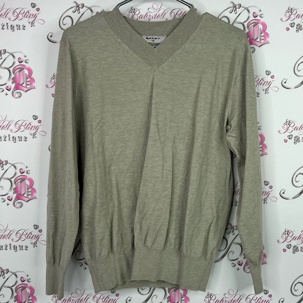 Bailey sweater long sleeve soft V-Neck Sweater grey beige